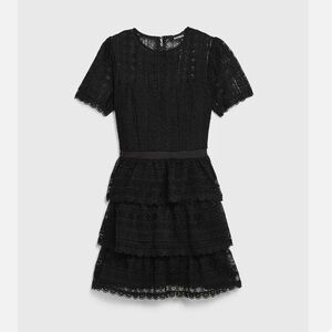 Express Black Lace Tiered Fit&Flare Dress Size X-Large